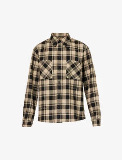 Branded Plaid-patterned Relaxed-fit Cotton Shirt