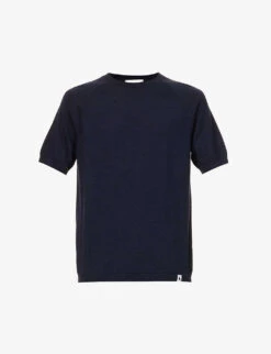 Short-sleeved Branded-tab Wool T-shirt