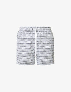 Geometric-print Drawstring-waistband Recycled-polyester Swim Shorts