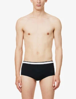 Brand-patch Mid-rise Stretch-woven Swim Briefs -Fit & Flow Clothing Sales Store R04167464 BLACK ALT02