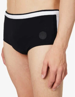 Brand-patch Mid-rise Stretch-woven Swim Briefs -Fit & Flow Clothing Sales Store R04167464 BLACK ALT04