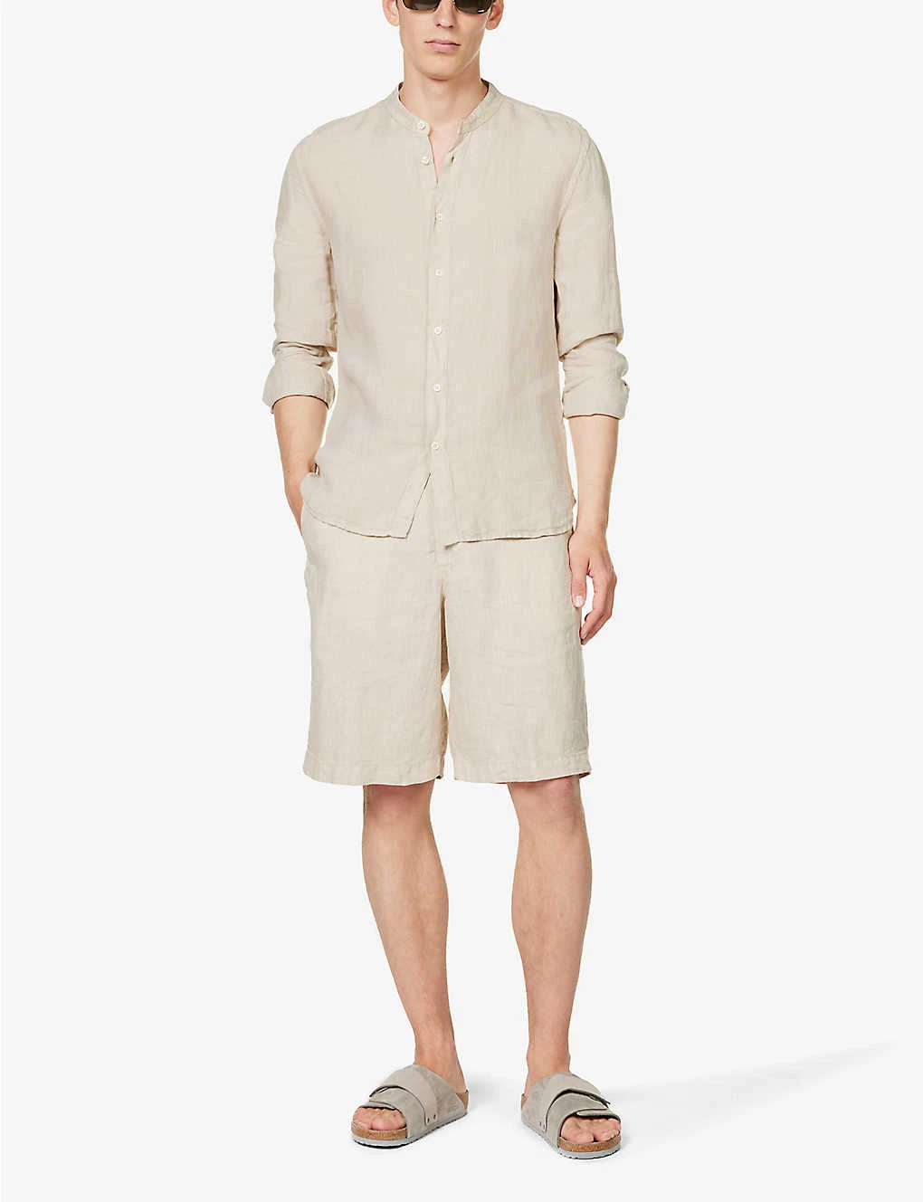 120% Lino Bermuda Pressed-crease High-rise Linen Shorts 2 120% Lino Bermuda Pressed-crease High-rise Linen Shorts - Image 2