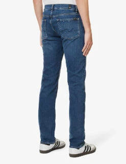 7 For All Mankind Slimmy Brand-patch Regular-fit Stretch-denim Jeans -Fit & Flow Clothing Sales Store R04167700 MIDBLUE ALT03