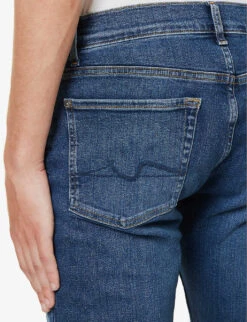 7 For All Mankind Slimmy Brand-patch Regular-fit Stretch-denim Jeans -Fit & Flow Clothing Sales Store R04167700 MIDBLUE ALT05