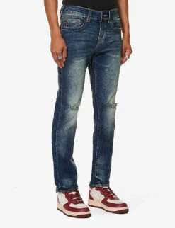 True Religion Geno Straight-leg Mid-rise Stretch-denim Jeans -Fit & Flow Clothing Sales Store R04168107 DARKWASHWITHRIPS ALT02