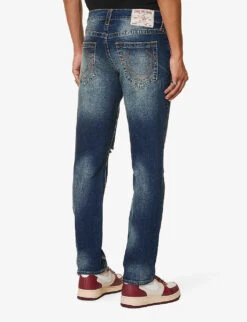 True Religion Geno Straight-leg Mid-rise Stretch-denim Jeans -Fit & Flow Clothing Sales Store R04168107 DARKWASHWITHRIPS ALT03