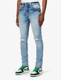 True Religion Rocco Faded-wash Brand-embroidered Skinny Stretch-cotton Jeans 9 True Religion Rocco Faded-wash Brand-embroidered Skinny Stretch-cotton Jeans -Fit & Flow Clothing Sales Store R04168112 TORRENTIALMEDIUMWASH ALT02