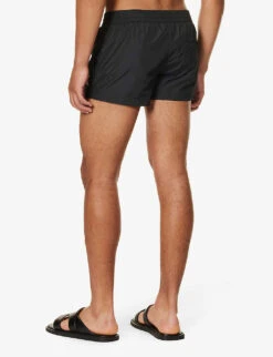 Dolce & Gabbana Logo-plaque Cotton And Silk-blend Swim Shorts -Fit & Flow Clothing Sales Store R04168689 BLACK ALT03