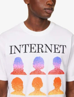 MARKET Internet Friends Graphic-print Regular-fit Cotton-jersey T-shirt -Fit & Flow Clothing Sales Store R04168904 WHITE ALT04