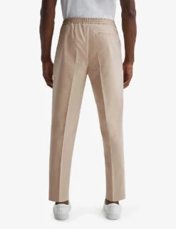 Reiss Hove Elasticated-waist Straight-leg Cotton-blend Trousers 8 Reiss Hove Elasticated-waist Straight-leg Cotton-blend Trousers -Fit & Flow Clothing Sales Store R04168952 STONE ALT03