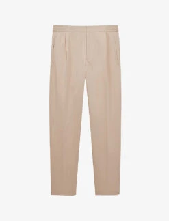Reiss Hove Elasticated-waist Straight-leg Cotton-blend Trousers