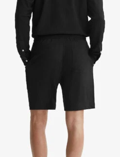 Reiss Riad Drawstring-waist Textured Stretch-woven Shorts -Fit & Flow Clothing Sales Store R04169153 BLACK ALT03