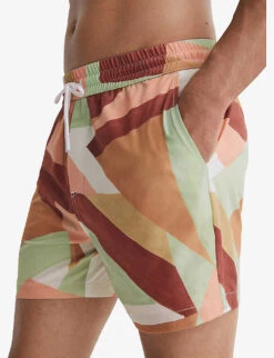 Reiss Brass Abstract-print Regular-fit Recycled-polyester Swim Shorts -Fit & Flow Clothing Sales Store R04169168 DUSTYROSE ALT02