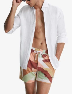 Reiss Brass Abstract-print Regular-fit Recycled-polyester Swim Shorts -Fit & Flow Clothing Sales Store R04169168 DUSTYROSE ALT04