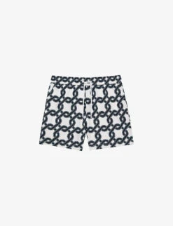 Reiss Chain Graphic-print Regular-fit Recycled-polyester Swim Shorts