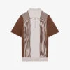 Reiss Milton Striped Zipped-collar Stretch-woven Polo Shirt