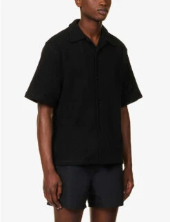 Loose-weave Brand-embroidered Cotton Shirt -Fit & Flow Clothing Sales Store R04171596 BLACK ALT02