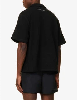 Loose-weave Brand-embroidered Cotton Shirt -Fit & Flow Clothing Sales Store R04171596 BLACK ALT03