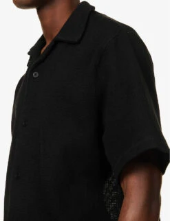 Loose-weave Brand-embroidered Cotton Shirt -Fit & Flow Clothing Sales Store R04171596 BLACK ALT04