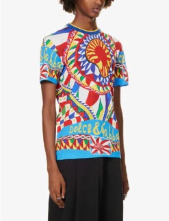 Dolce & Gabbana Graphic-pattern Regular-fit Cotton-jersey T-shirt -Fit & Flow Clothing Sales Store R04174005 CARRETTO ALT02