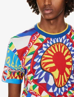 Dolce & Gabbana Graphic-pattern Regular-fit Cotton-jersey T-shirt -Fit & Flow Clothing Sales Store R04174005 CARRETTO ALT04