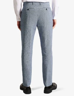 Ted Baker Scopet Slim-fit Puppytooth Linen And Wool-blend Suit Trousers -Fit & Flow Clothing Sales Store R04174559 BLUE ALT03