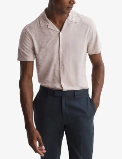Reiss Basswood Floral-jacquard Knitted Shirt -Fit & Flow Clothing Sales Store R04180970 STONE ALT02