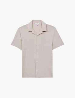 Reiss Basswood Floral-jacquard Knitted Shirt