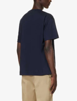 Valentino Tag Brand-patch Cotton-jersey T-shirt -Fit & Flow Clothing Sales Store R04181440 NAVY ALT03