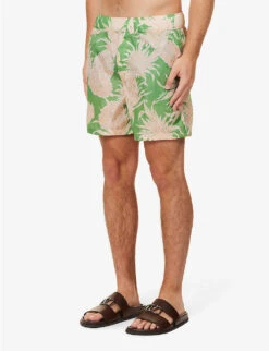 Valentino Graphic-print Zip-pocket Swim Shorts -Fit & Flow Clothing Sales Store R04181446 PINEAPPLEPRINTGREEN ALT02