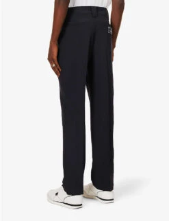 Valentino Brand-patch Pressed-crease Regular-fit Straight-leg Wool Trousers -Fit & Flow Clothing Sales Store R04181448 NAVY ALT03