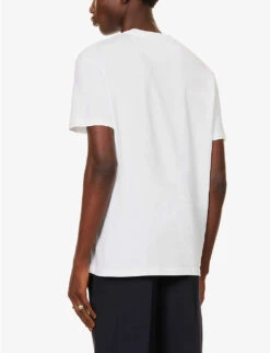 Valentino VLOGO Brand-embroidered Cotton-jersey T-shirt -Fit & Flow Clothing Sales Store R04181449 WHITE ALT03