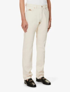 Versace Brand-embellished Straight-leg Regular-fit Jeans -Fit & Flow Clothing Sales Store R04181569 ECRU ALT02