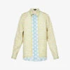 Versace Brand-print Contrast-panel Regular-fit Linen Shirt