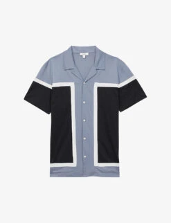 Reiss Noble Colour-block Short-sleeve Cotton Shirt