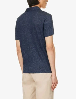 Sunspel Split-hem Short-sleeved Regular-fit Linen Polo Shirt -Fit & Flow Clothing Sales Store R04181929 NAVYMELANGE ALT03