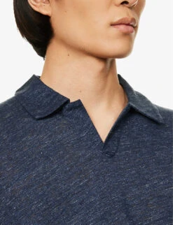 Sunspel Split-hem Short-sleeved Regular-fit Linen Polo Shirt -Fit & Flow Clothing Sales Store R04181929 NAVYMELANGE ALT04