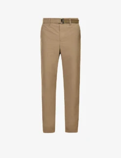 Sacai Belted Tapered-leg Mid-rise Shell Trousers