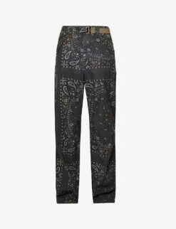 Sacai Bandana-print Wide-leg Regular-fit Cotton-twill Trousers
