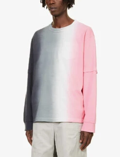 Sacai Tie-dye Crewneck Cotton-jersey T-shirt -Fit & Flow Clothing Sales Store R04182054 GREYPINK ALT02