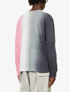 Sacai Tie-dye Crewneck Cotton-jersey T-shirt -Fit & Flow Clothing Sales Store R04182054 GREYPINK ALT03
