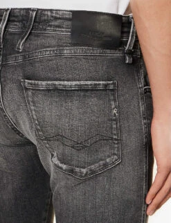 Replay Anbass Distressed Tapered-leg Slim-fit Stretch-denim Jeans -Fit & Flow Clothing Sales Store R04186403 DARKGREY ALT05