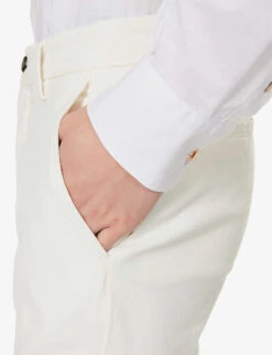 ELEVENTY New Chino Super-soft Regular-fit Stretch Cotton And Cashmere-blend Trousers -Fit & Flow Clothing Sales Store R04187265 WHITE ALT04