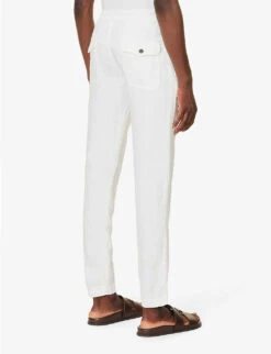 ELEVENTY Drawstring-waistband Tapered-leg Regular-fit Linen Trousers 8 ELEVENTY Drawstring-waistband Tapered-leg Regular-fit Linen Trousers -Fit & Flow Clothing Sales Store R04187309 WHITE ALT03
