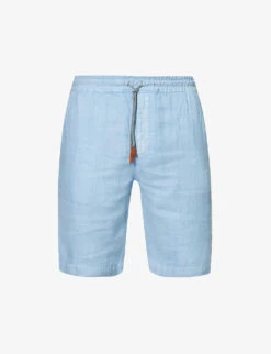 ELEVENTY Drawstring-waistband Herringbone-weave Regular-fit Cotton Shorts