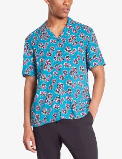 THE KOOPLES Graphic-print Short-sleeve Woven Shirt -Fit & Flow Clothing Sales Store R04187718 PINKBLUE ALT02