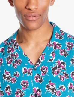 THE KOOPLES Graphic-print Short-sleeve Woven Shirt -Fit & Flow Clothing Sales Store R04187718 PINKBLUE ALT04