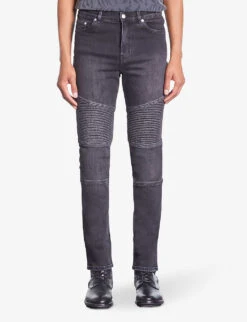 THE KOOPLES Slim-fit Jacron-embossed Stretch-denim Jeans -Fit & Flow Clothing Sales Store R04187755 BLACKWASHED ALT02