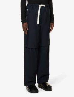 Jil Sander Drawstring-waistband Relaxed-fit Straight-leg Cotton Trousers -Fit & Flow Clothing Sales Store R04187951 MIDNIGHT ALT02