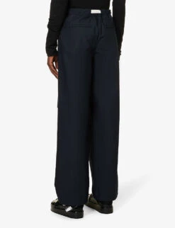 Jil Sander Drawstring-waistband Relaxed-fit Straight-leg Cotton Trousers -Fit & Flow Clothing Sales Store R04187951 MIDNIGHT ALT03
